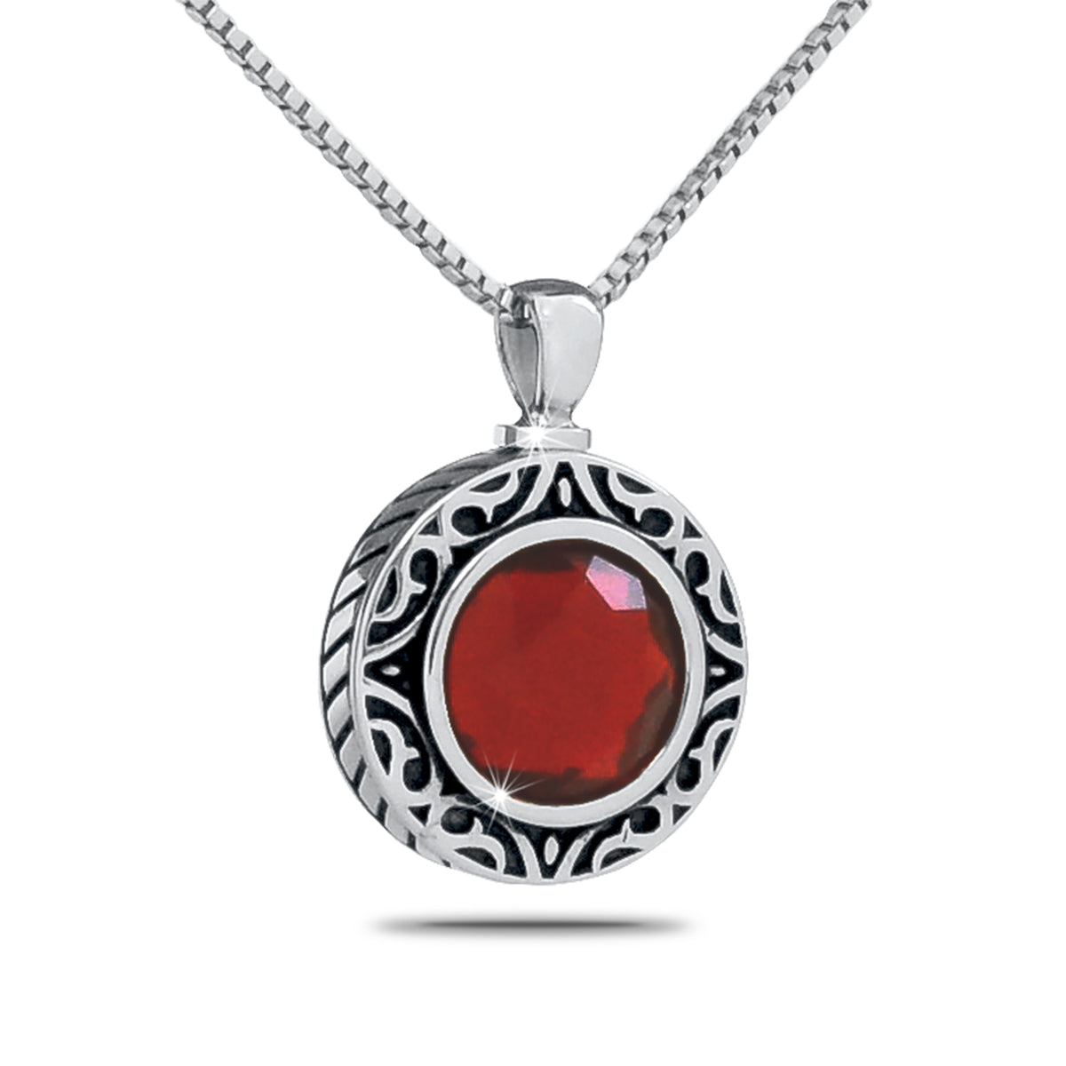 January Dark Red Silver Keepsake